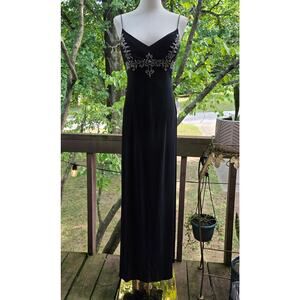 Vtg 90s Y2K Fairy Whimsigoth Gothic Beaded Babydoll Dress 3/4 Hoco Wedding Prom